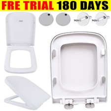 Bathroom Square Toilet Seat Heavy Duty White Soft Close Top Quick Release Hinges