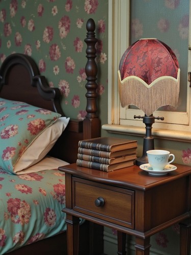 Burgundy red paisley table