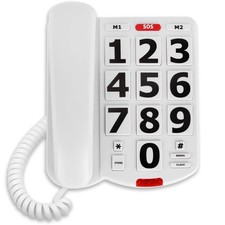 Big Button Desktop Phone for Seniors, Landline， Number Memory，Redial，easy read