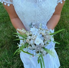 White Button & Brooch Bridal