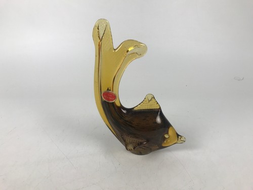 Murano hand blown amber - hand, glass