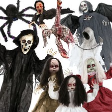 HALLOWEEN ANIMATED PARTY PROPS SCARY SOUND ACTIVATED MOVING LED EYES DOLL DECOR