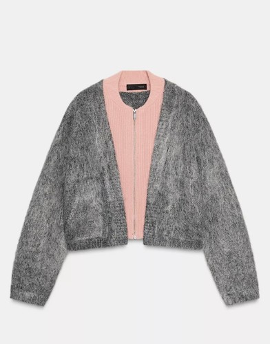 Zara grey pink fluffy contrast - grey/pink,