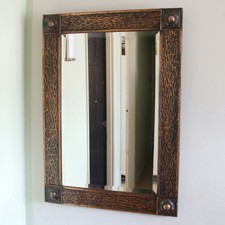 Large Arts and Crafts Wall Mirror, Beaten Copper Frame, ready to use, Circa 1910