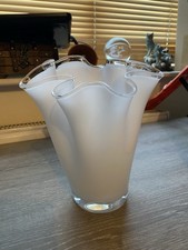 Murano Style White Glass Vase