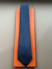HERMES BLUE SILK TIE -- ALL