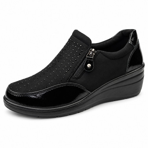 Womens wedge shoes - wedge, black