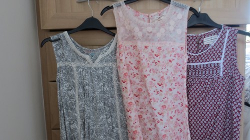 Three sleeveless summer tops