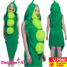Child Green Pea In a Pod Costume Peas Be With You Vegetable Food Novelty Mascot