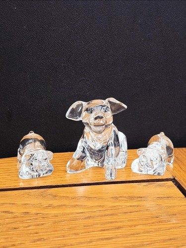 Glass crystal trio pig - crystal, family