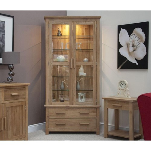 Solid oak display cabinet - solid,