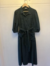 Wrap London Safari Style Long Dark Green Cotton Dress Size 12