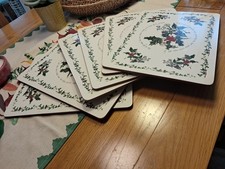 Portmeirion The Holly & The Ivy 6 placemats, cork backs 12" x 9"