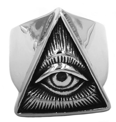Gold silver masonic ring eye - silver,
