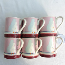 Carlton Ware Set of 6 Small Pink Mugs Dovecot Range Vintage 1976