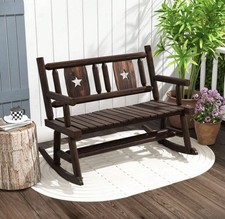 Wooden Rocking Bench Double
