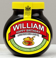 Personalised MARMITE Jar Sticker Label - Die Cut & Ready To use - ADD ANY TEXT