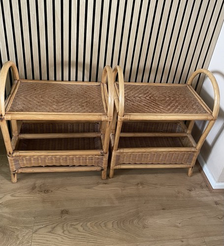 Pair vintage faux bamboo side - pair,