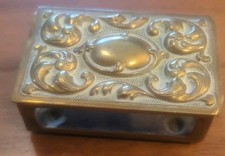 Antique Brass Art Nouveau Match Box Holder Striker  Good Used Condition