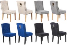 Velvet Dining Chairs Set of 2 , Button Detail, Stud Detail Lion head knocker,