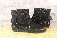 BLACK SUEDE MOCCASIN ANKLE