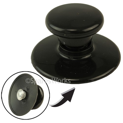 Black glass lid knob - black,
