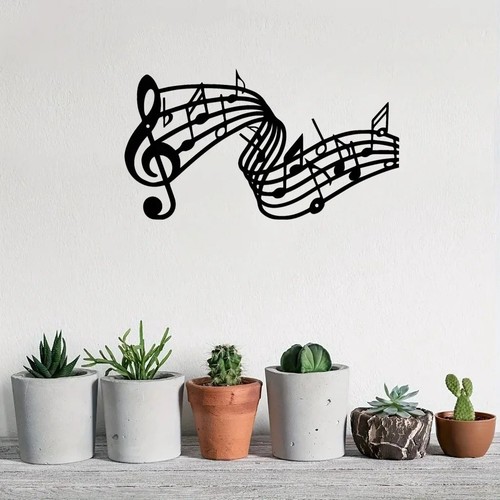 Black metal music note wall - music,