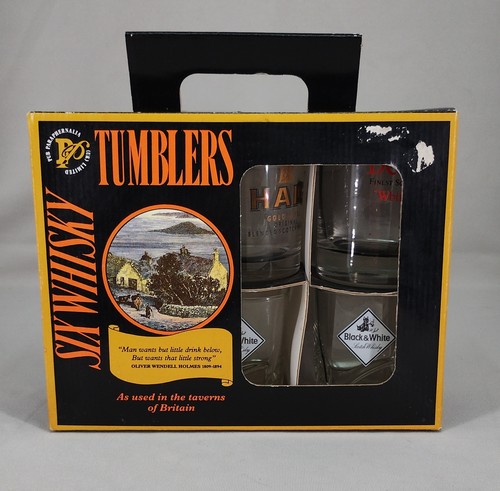 Six whisky tumblers boxed - six,