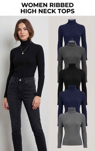 Women ribbed polo - ribbed,