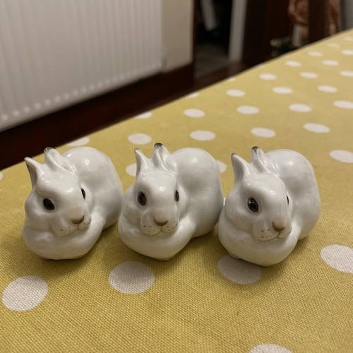 Ceramic vintage rabbits - vintage, three