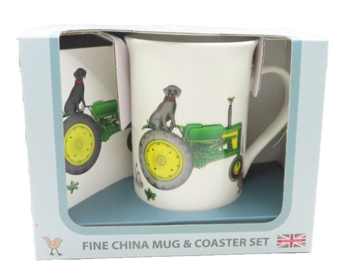 Green tractor mug coaster - tractor,