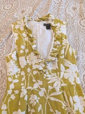 Jessica Howard Summer Dress 12 Mustard Yellow Floral Jacquard wedding guest vgc
