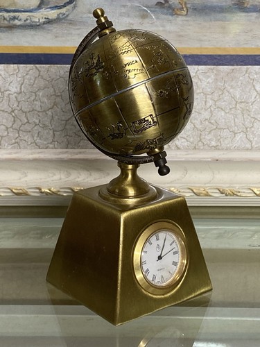 Vintage brass world clock - 6",