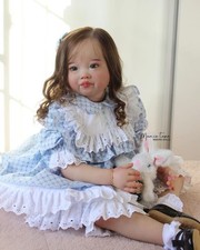 28in Lifelike Reborn Baby Doll Toddler Girl Hand-Rooted Hair Finished Xmas Gift