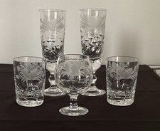 Royal Brierley ‘honeysuckle’ Champagne X 2, Tumblers X 2 & Sml, Cognac X 1