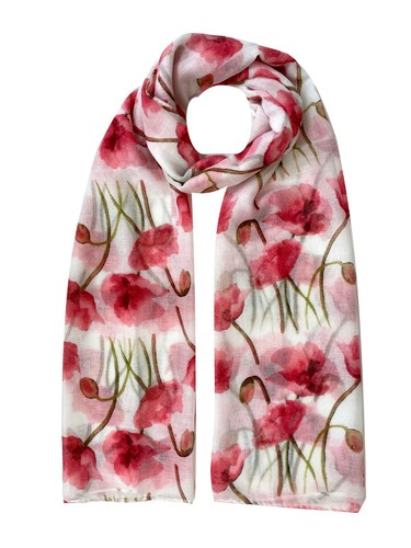 Poppy flower print scarf - flower, women
