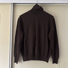KENZO HOMME roll polo neck Pullover Jumper Sweater Medium Italy chocolate Wool