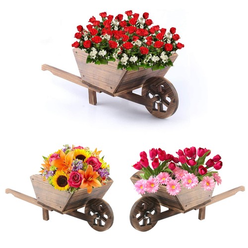 Wooden wheelbarrow planter - wheelbarrow,