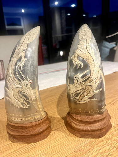 Pair handmade water buffalo - pair,