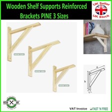 Wooden Shelf Supports Reinforced Brackets PINE 3 Sizes