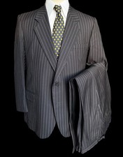 Vintage Austin Reed Black Chalk Stripe Suit 42S / W38S Made In England