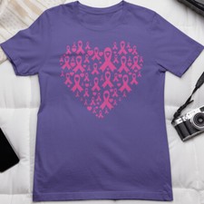 Breast Cancer Awareness Pink Ribbon Heart T-Shirt Public Disease Survivor Gifts