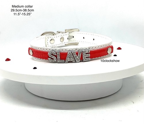 Bdsm white red custom - red, collar
