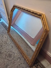 antique mirror large - Golden Painted Frame - Over 4 Decades Old - Unique Mirror