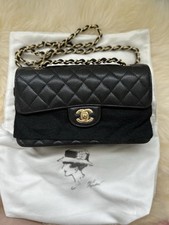CHANEL Black Classic Handbag Small Grained Calfskin & Gold-tone Metal Black 