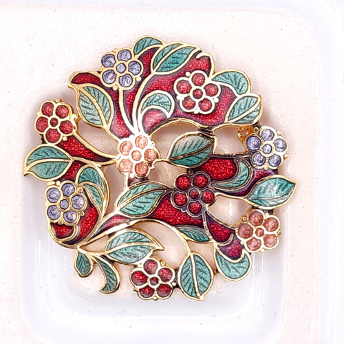 Vintage red flower - flower, brooch