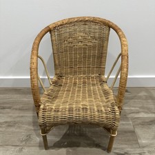 Vintage Child Size Wicker Chair Cane Rattan Boho Kids Furniture Handmade Decor