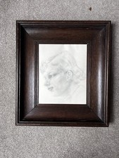British School Vintage Portrait Sketch Graphite On Paper 