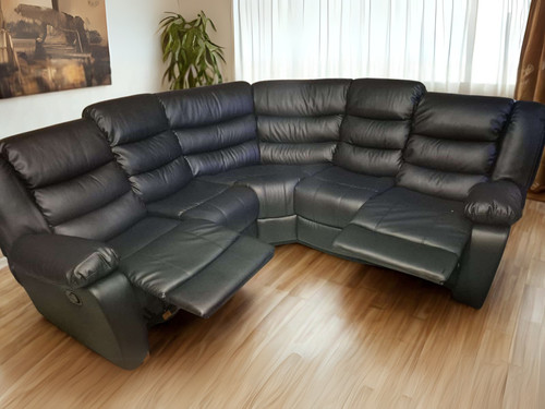 Black leather manual recliner - manual,