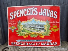 Genuine 1910's Spencers Javas Tobacco enamel sign 48" x 36"